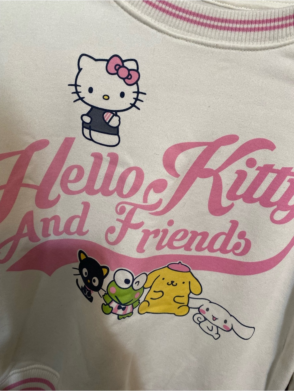 Sanrio White Sweatshirt with Pink Hello Kitty & Friends Graphic